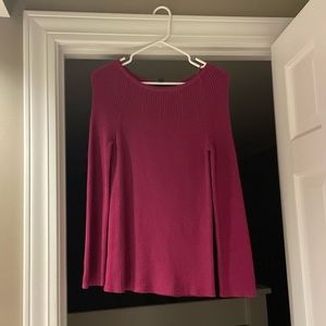 Womens Ann Taylor Wool Blend Purple Magenta Ribbed Pullover Sweater